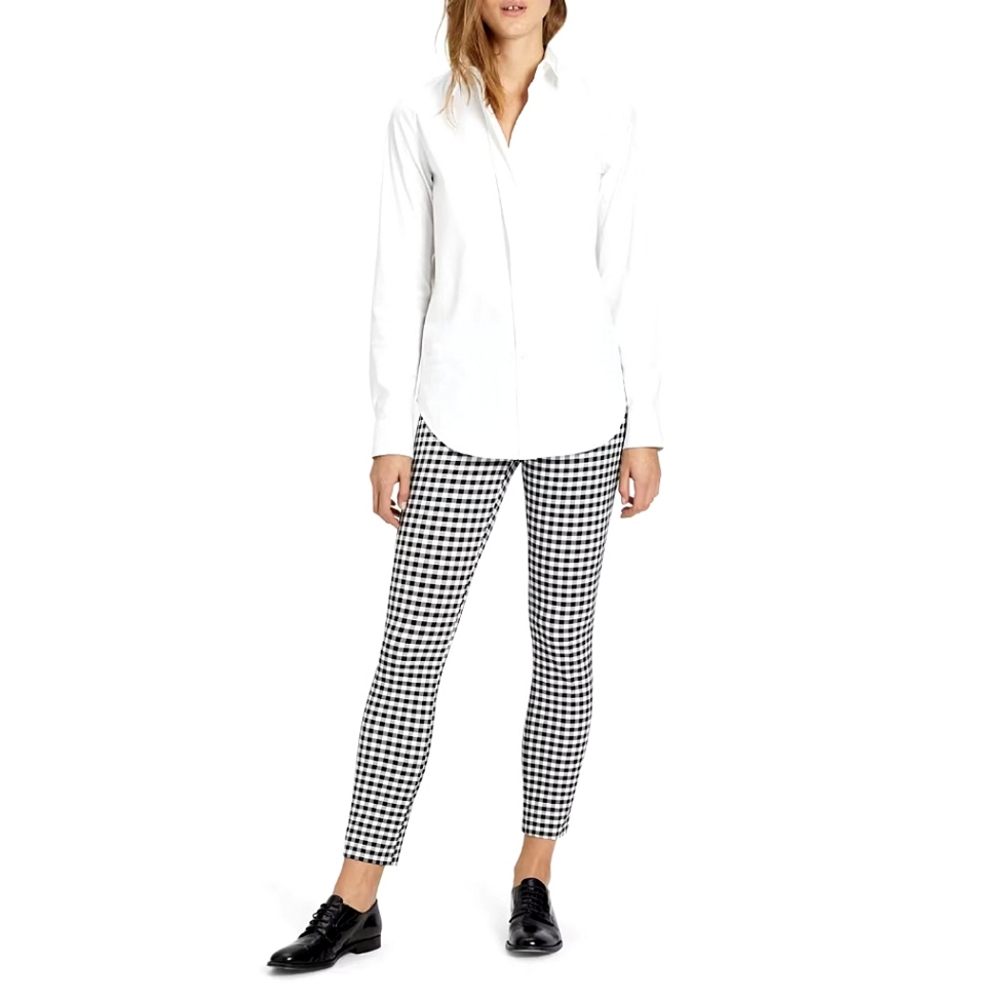 Theory Classic Skinny Pant in Gingham Stretch 6 Coastal Resortwear Quiet Luxury